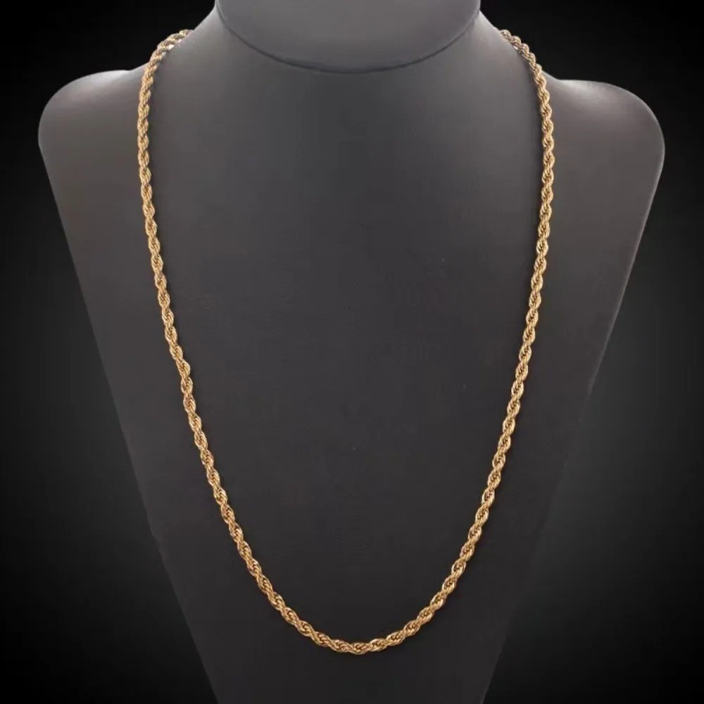 18K Gold Filled Italy Rope Necklace Heavy Solid Chain 2mm 3mm 4mm 5mm 6mm