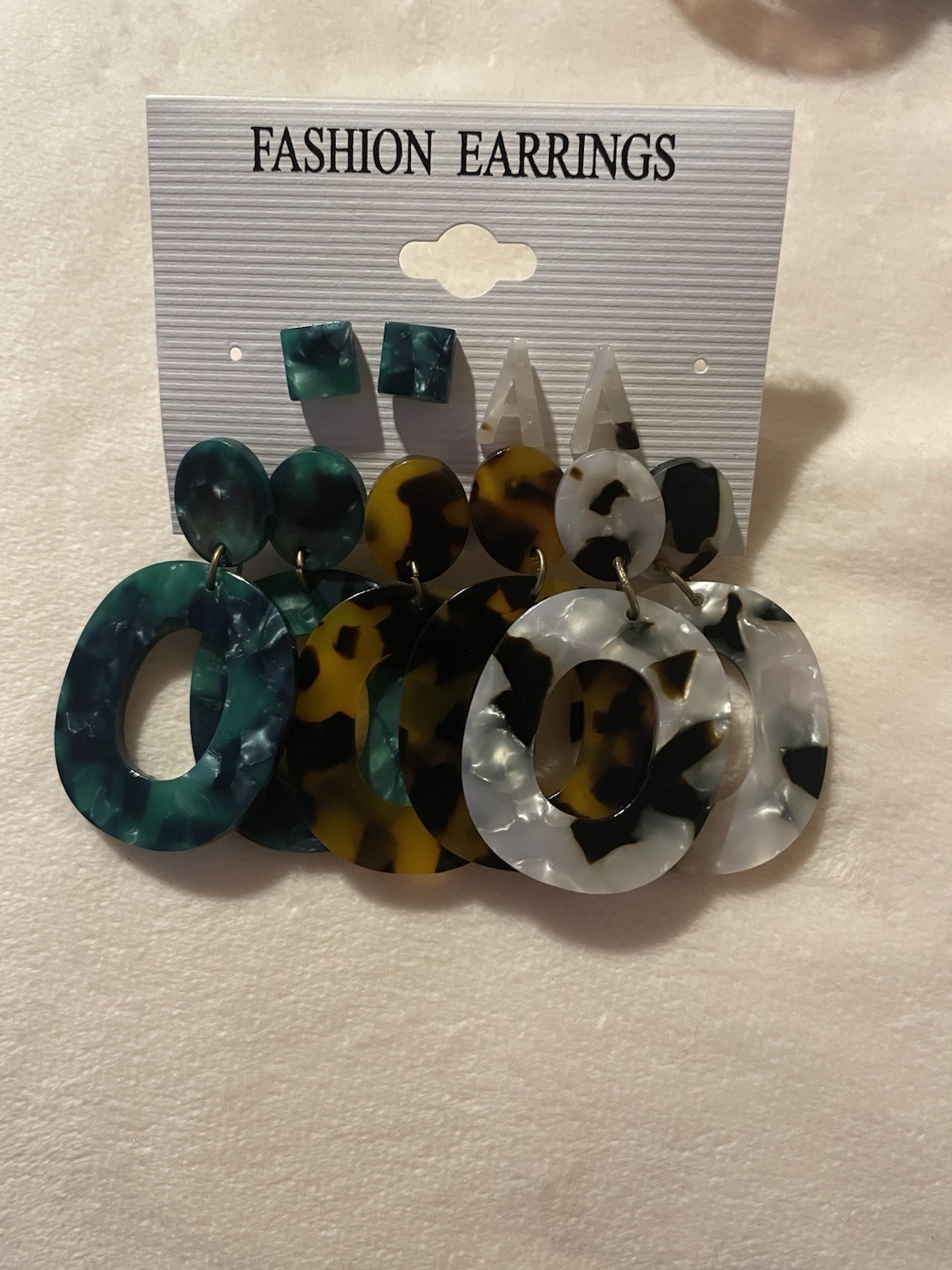 Lot of 3 Multicolor Plastic Hoop & Dangle/Drop Earrings Set Butterfly Back