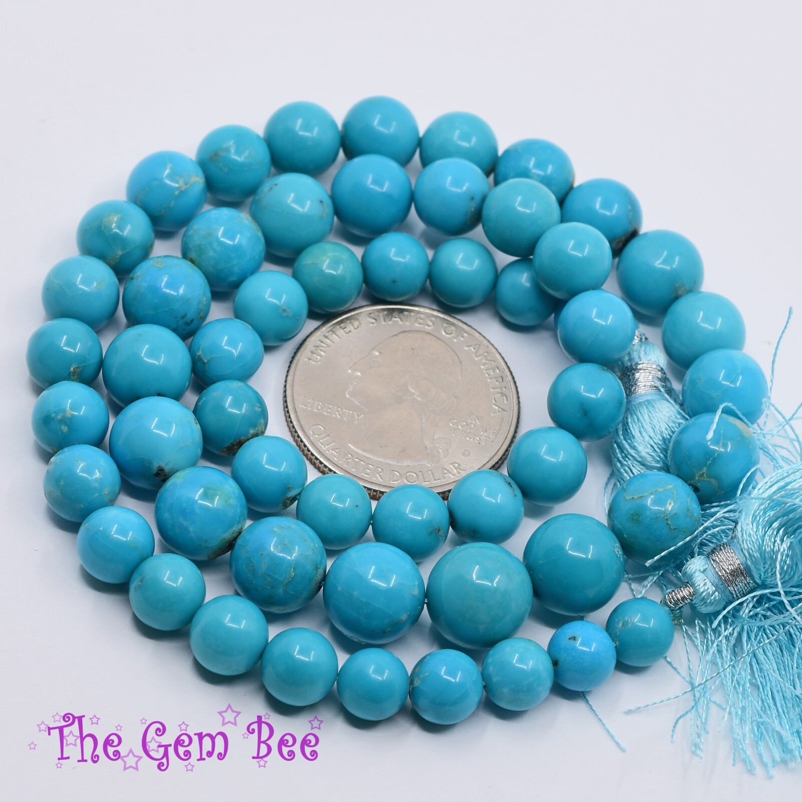 6.8-10.6MM Sleeping Beauty Turquoise Light Blue Smooth Round Rondelle 17.5 inch
