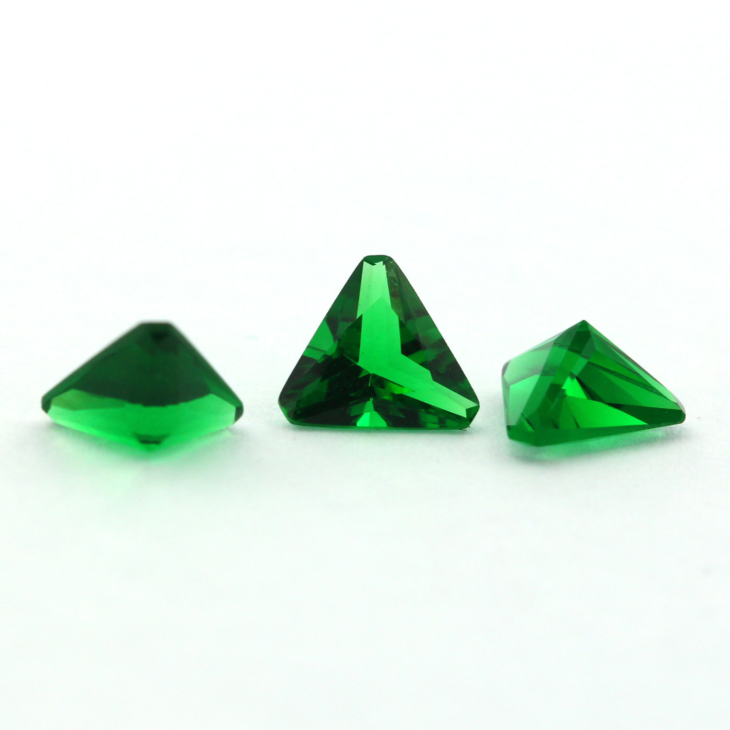 Loose Triangle Cut Emerald CZ Stone Single Green Cubic Zirconia May Birthstone