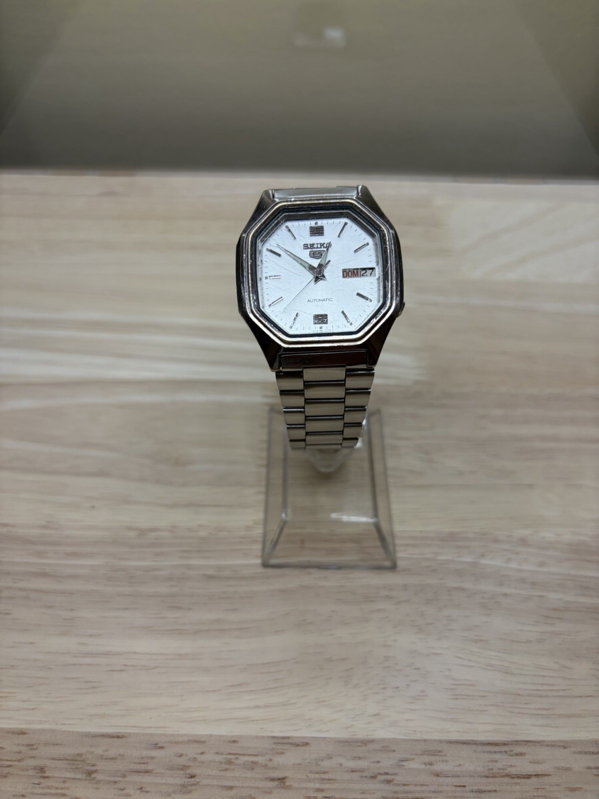 Vintage 1986 Seiko 5 Automatic 7009-5830 Watch | White Dial | Day-Date | Runs