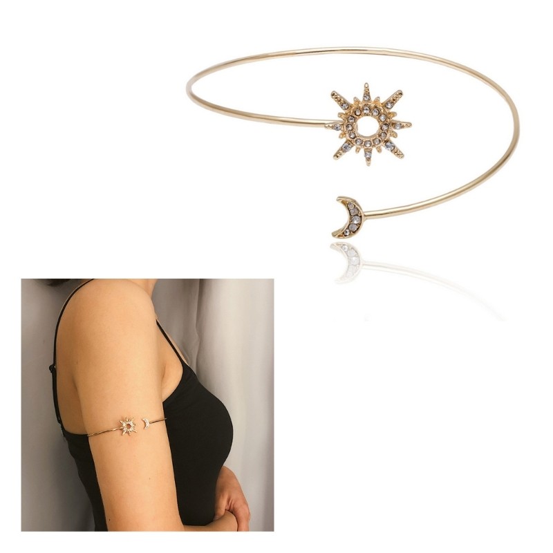 Elegant Rhinestones Armband Simple Metal Zircon Sparkling Moon Bracelet