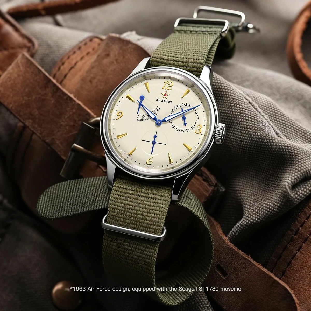 New 1963 40mm Mens Pilot Automatic Mechanical Watch Seagull ST17 Sapphire Crysta