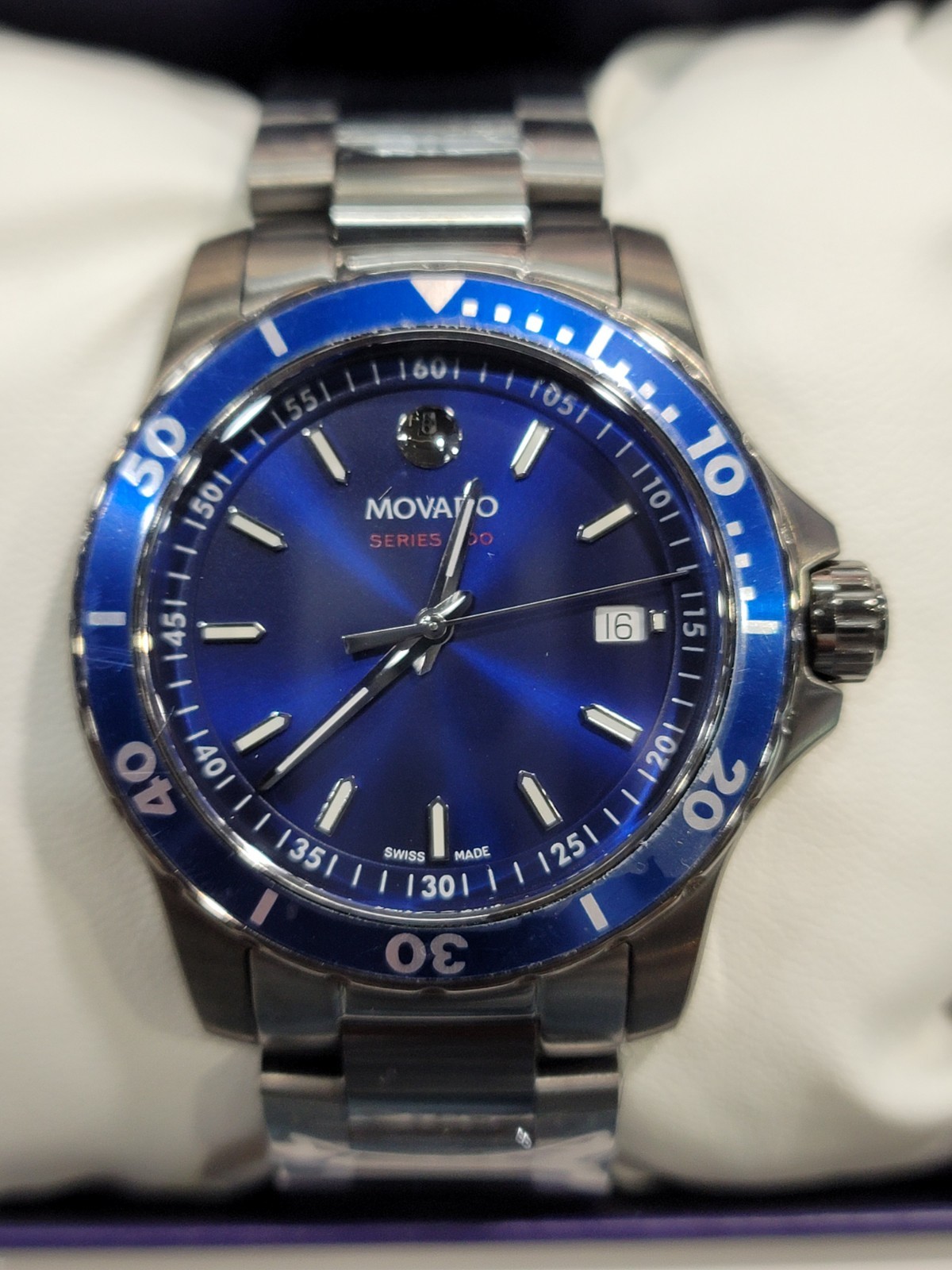Movado Men’s Series 800 Blue Dial Watch – 2600159 NEW IN Box