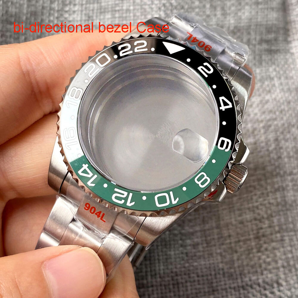 40MM SUB GMT bidirectional bezel Watch Case Sapphire Fit NH34 NH35 NH36 2824