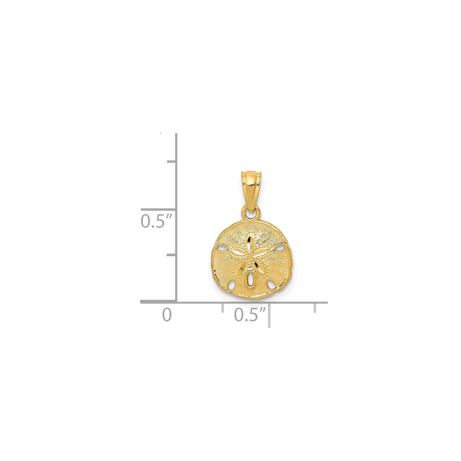 14k Yellow Gold Sand Dollar Pendant Coastal Ocean Symbol Nature Charm Jewelry