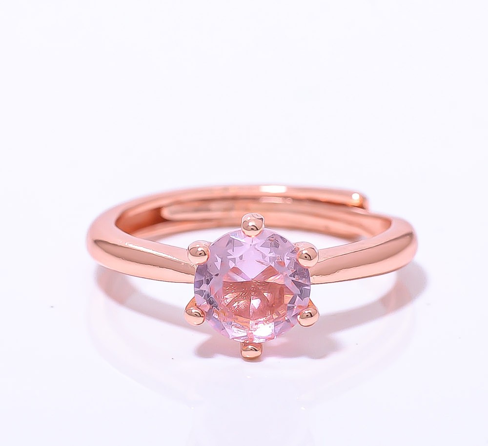 Rose Quartz Gemstone Rose Gold Plated Ring Adjst (R1)