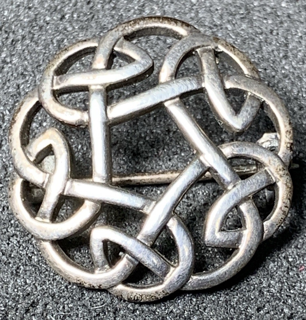 Peter Stone Celtic Knot Brooch, Sterling Silver(925),Signed “PSCL 925”, Vintage!