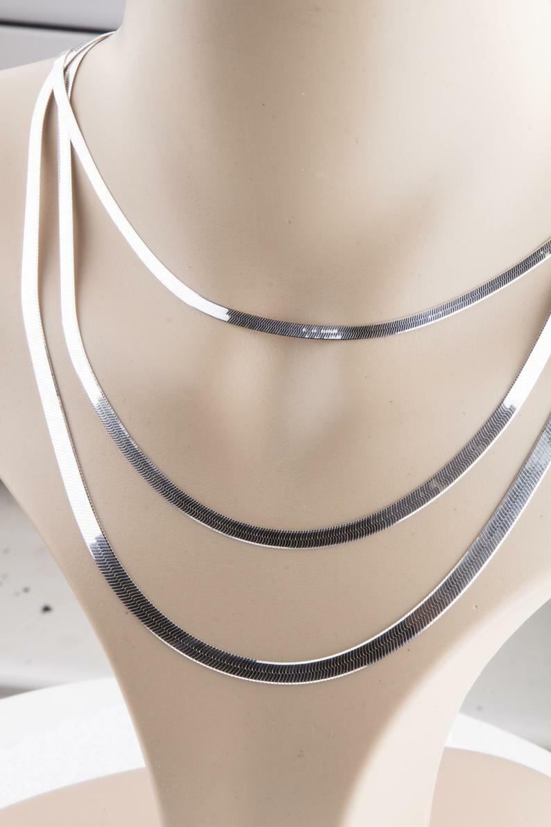 18K Gold Filled Tarnish-Free Flat Snake Chain Necklace CHOOSE LENGTH/Width Z764