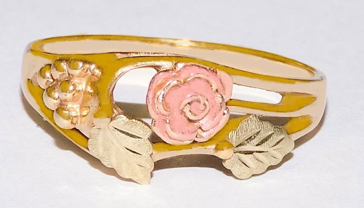 Black Hills Gold 10k 12k Dakota Rose Leaf Ring Size 7 3/4