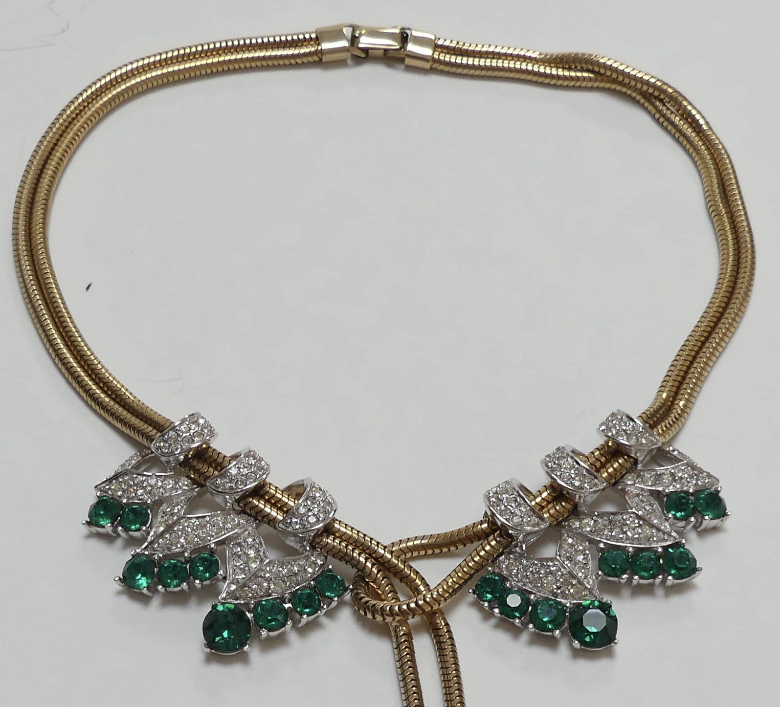 MARCEL BOUCHER Emerald Green Necklace 1940s HTF