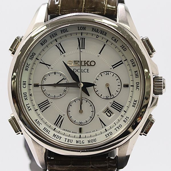 Excellent Condition with Box Seiko Dolce 8B92 0AJ0 Radio Solar Chronograph White
