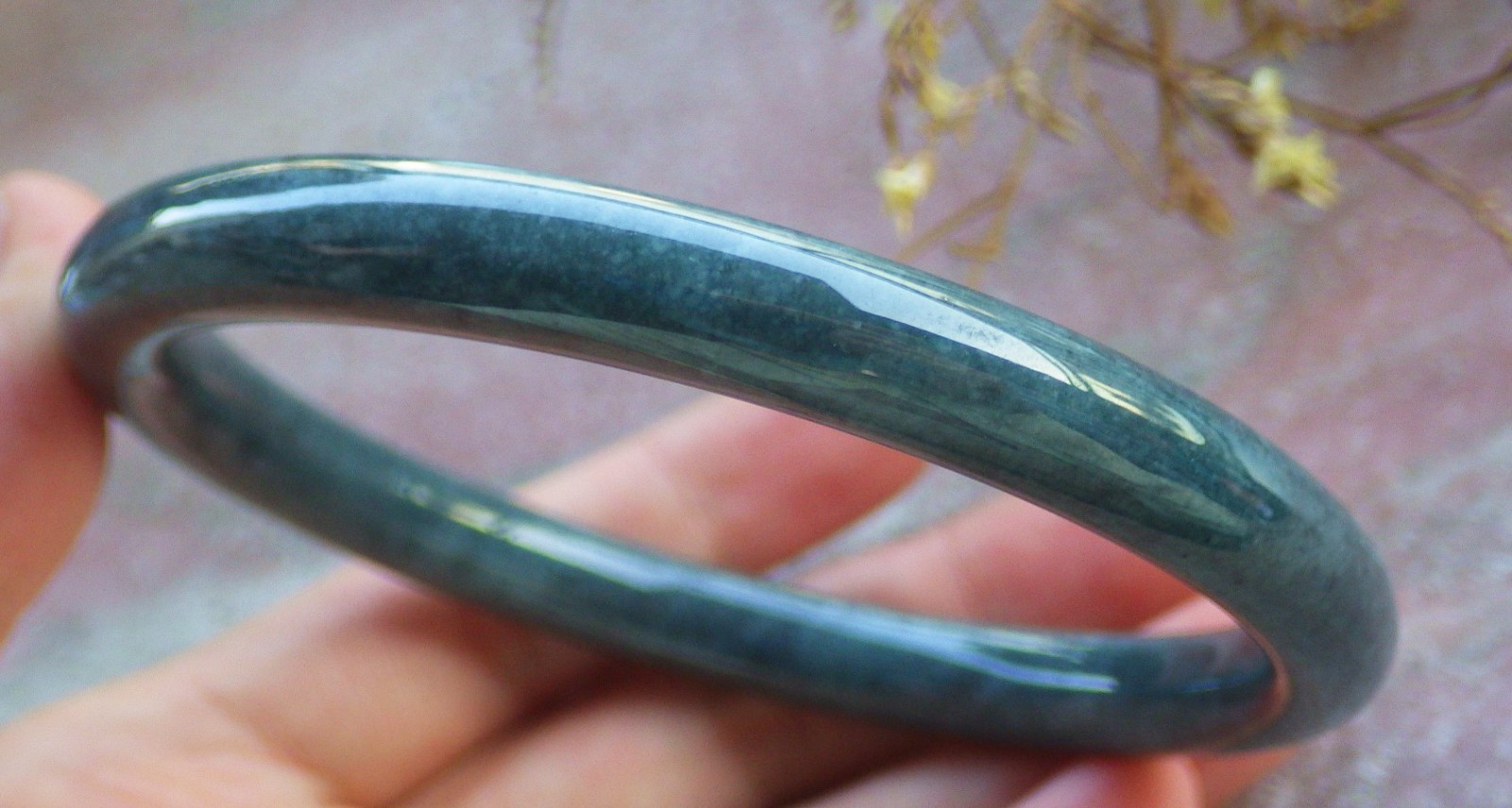Video Certified Natural A JADE JADEITE Circle Bangle Bracelet 69 mm 134007