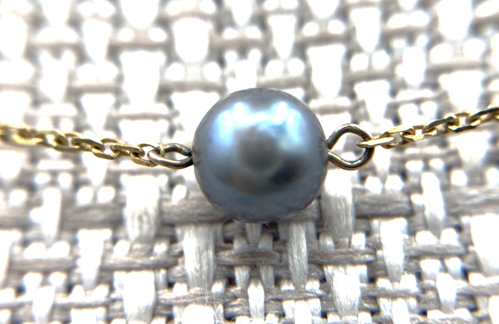 14K Solid Yellow Gold w/ Black & White Pearl Station Necklace 16″ 4gr Signed RCI