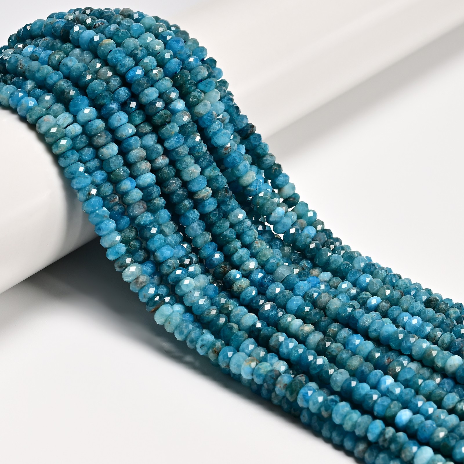 Natural Blue Apatite Faceted Rondelle Beads Size 3x5mm 15.5” Strand
