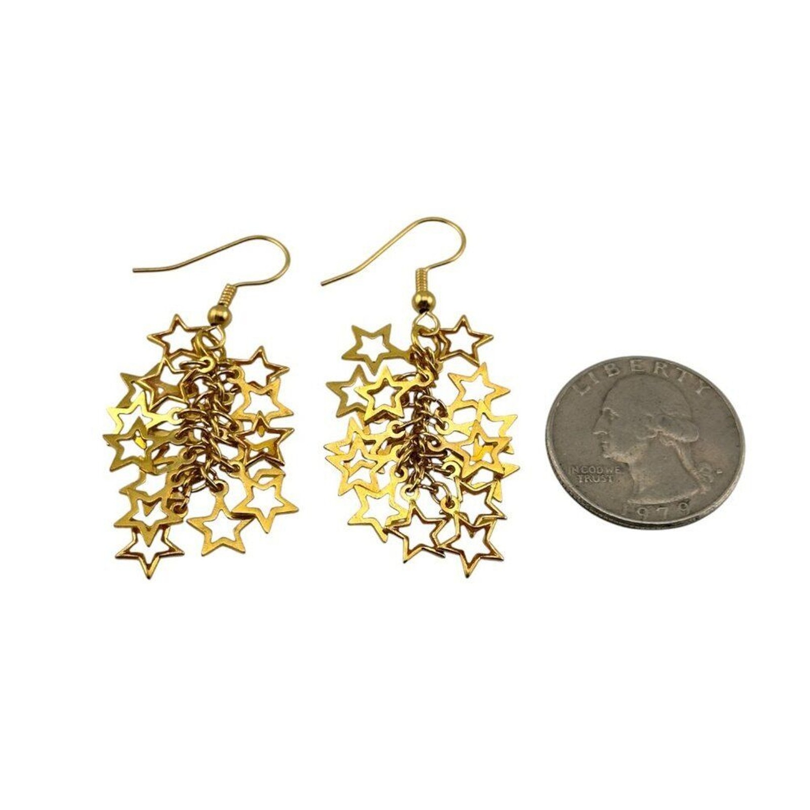 Gold Plated Stars Cluster Earrings Statement Earrings Gold Plated Ear Wire