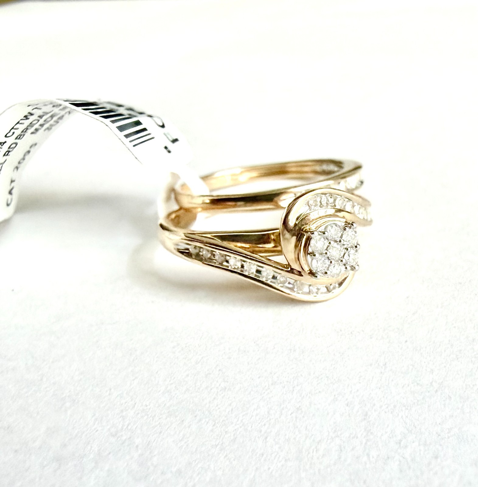 Forever Bride Wedding Ring & Band Set 10K Yellow Gold 1/4 CTTW Diamond, Size 7