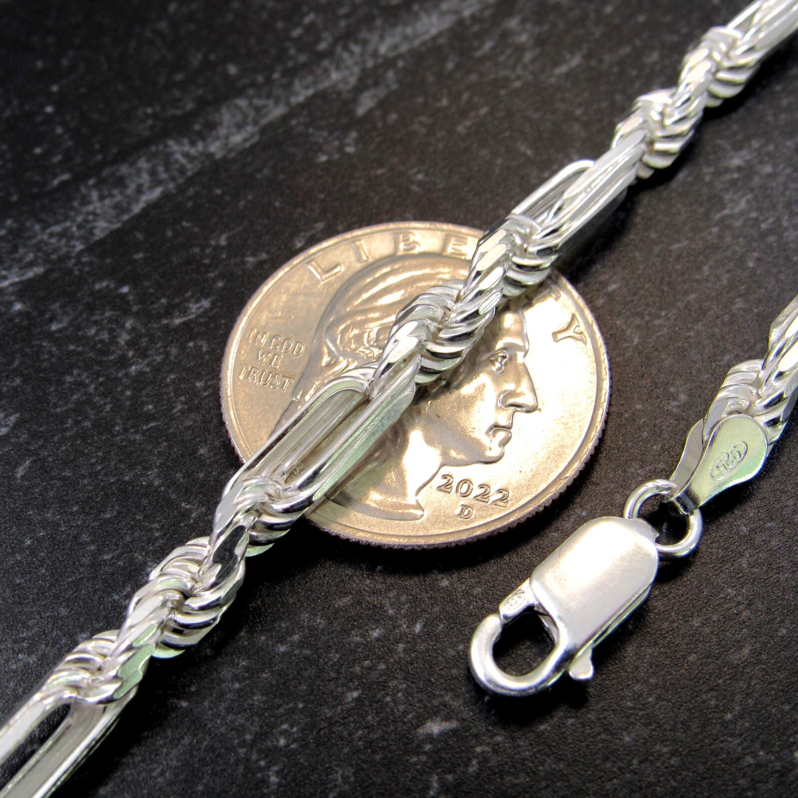 Solid 925 Sterling Silver Men’s Italian Figarope Chain Milano Necklace Bracelet