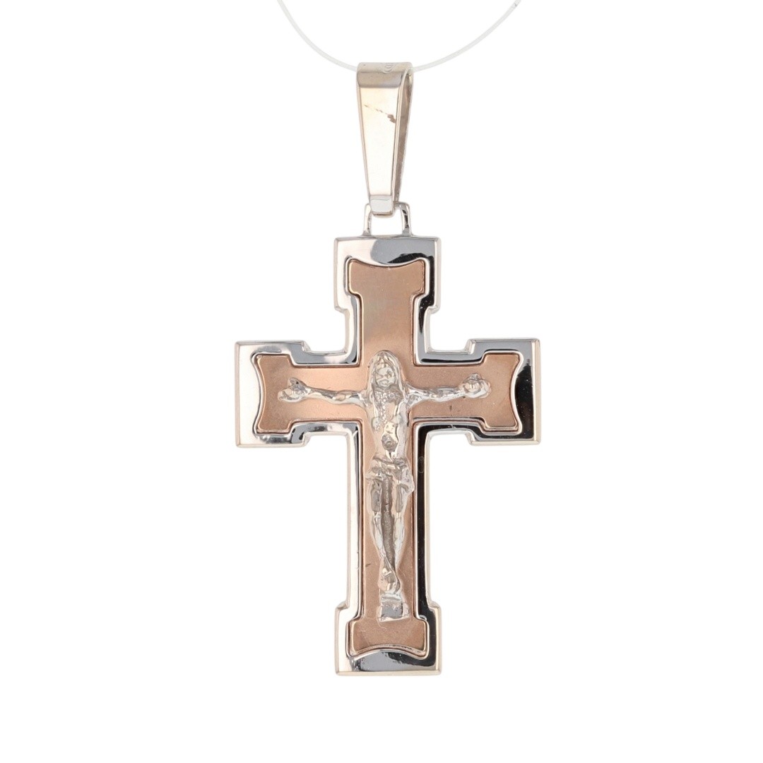 1.5″ Religious Crucifix Cross Pendant w/o Chain 14k Multi-Tone Gold 4.40 Grams