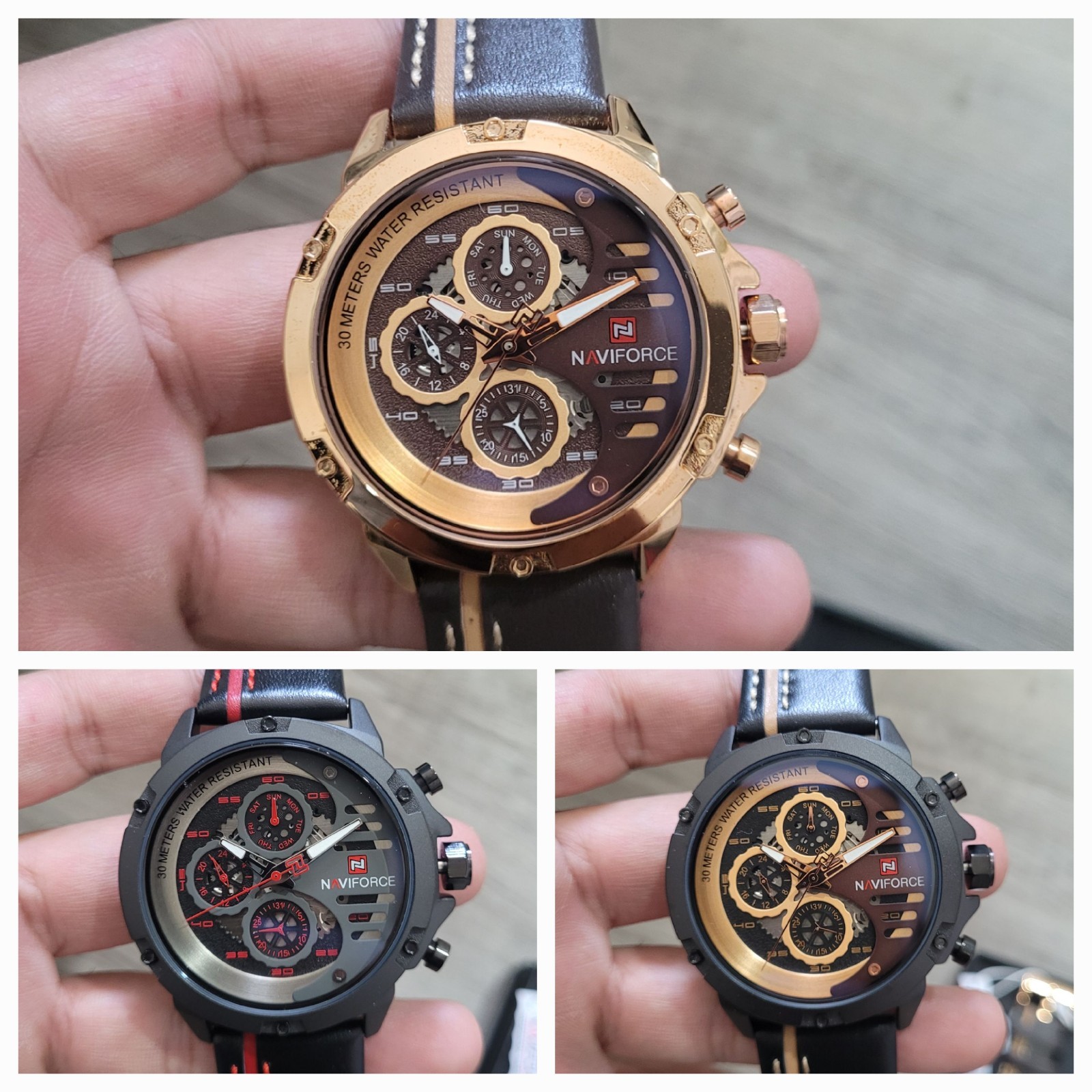 Naviforce Stylish Chronograph Watch in Leather for Men