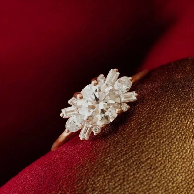 2.20Ct Round Cut Simulated Diamond Lovely Wedding Ring In 14K Rose Gold Plated