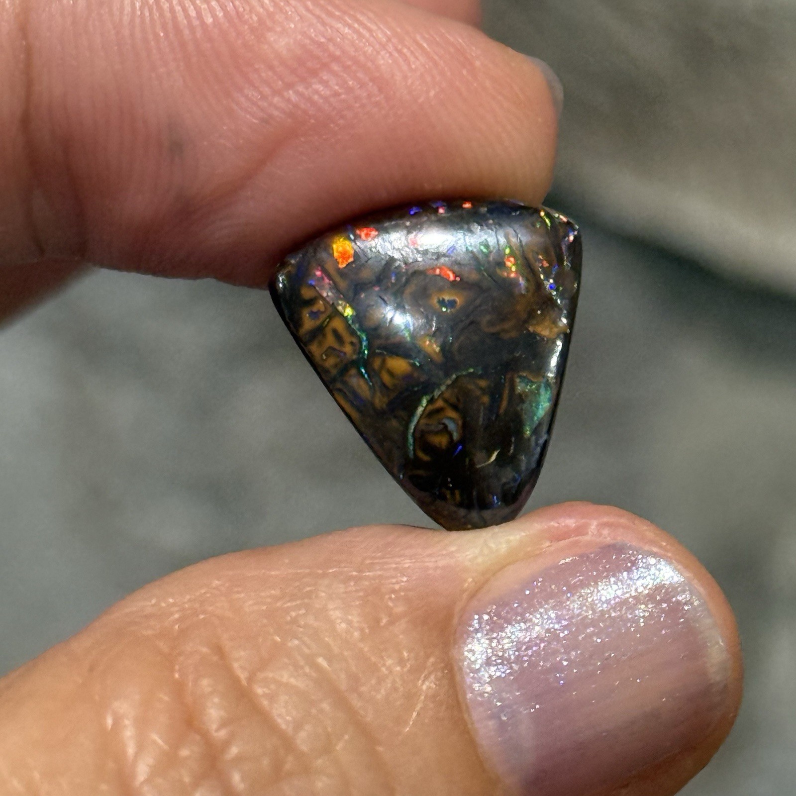 10.2ct 15.6×14.5×5.2mm Colorful Australian Koroit Boulder Opal Cabochon Gem