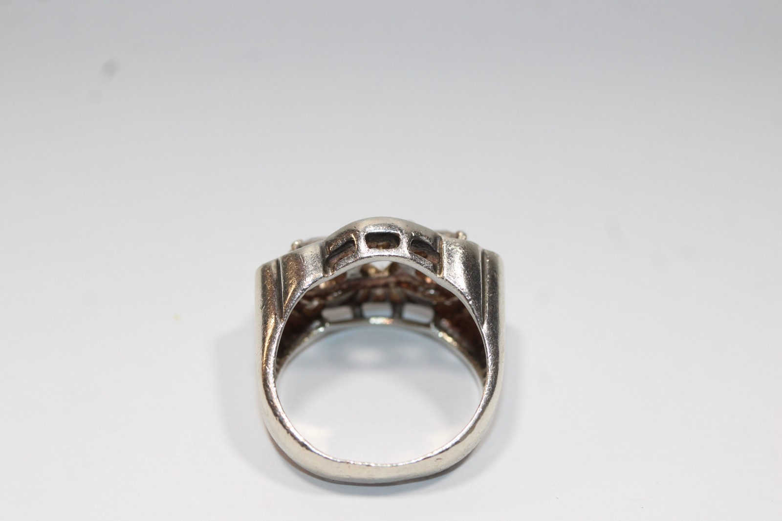 Beautiful 925 Sterling Silver CZ Cocktail Ring Size 7 Signed C.L.