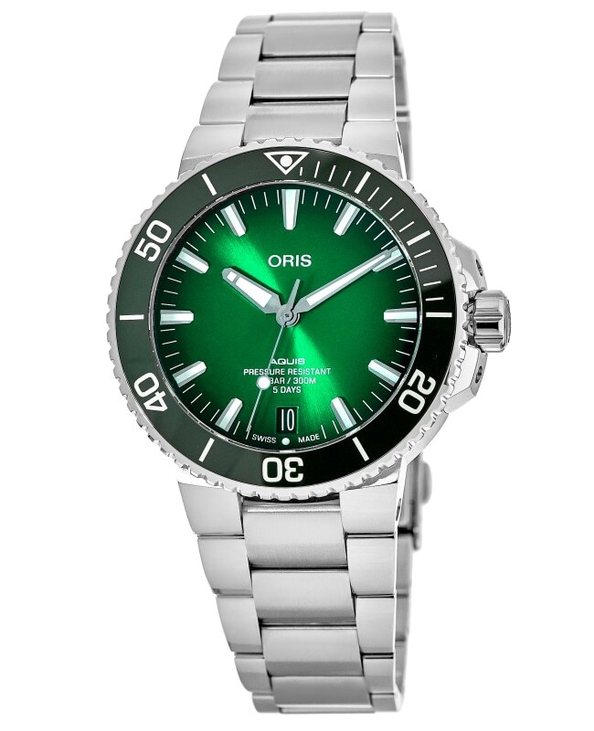 New Oris Aquis Date Green Dial Steel Men’s Watch 01 400 7763 4157-07 8 24 09PEB