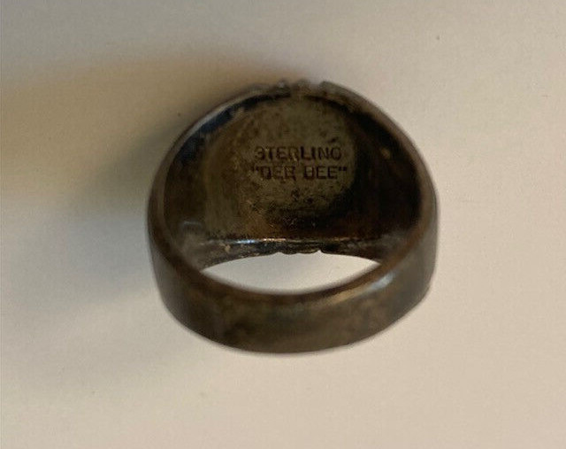 USN United States Navy Sterling Silver Dee Bee Ring 13 Grams Vintage