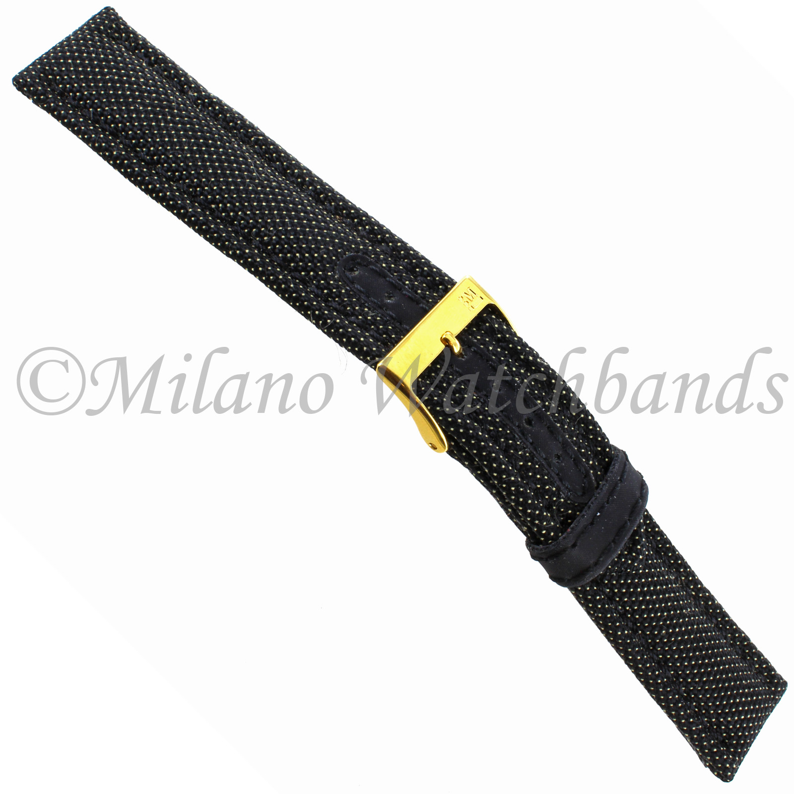 18mm Morellato Black with White Dot Made w/ Kevlar Fabric and Rubber Mens Band