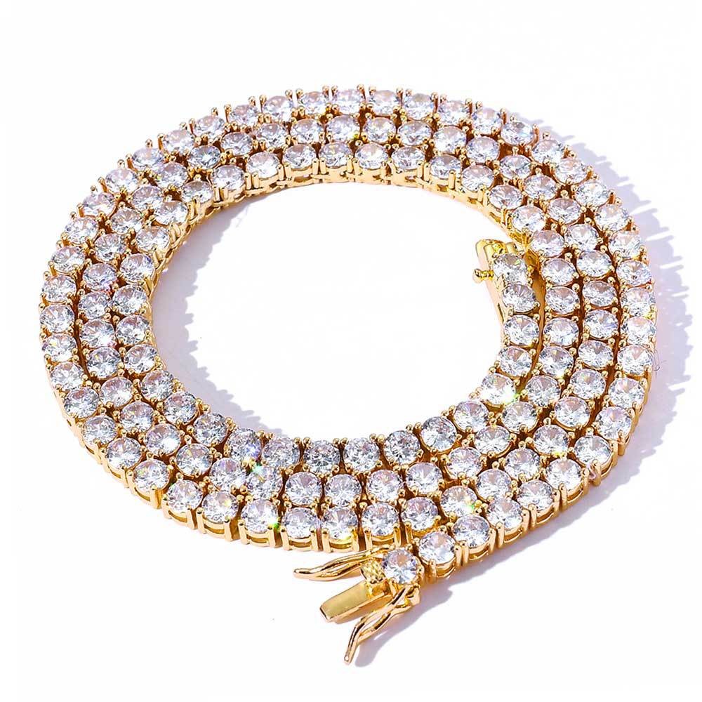 Micro Paved Iced Out CZ Tennis Chain 16″-24″ Hip Hop Necklace Men Women Unisex