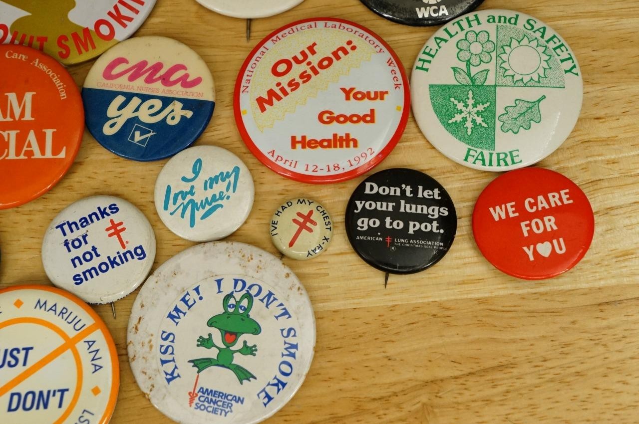 Vintage Pinback Buttons Just Say No American Cancer Society Stop Smoking Health