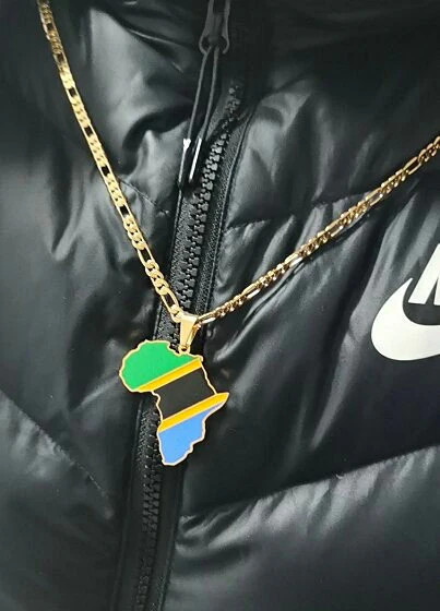 Mozambique Flag Africa Map Necklace