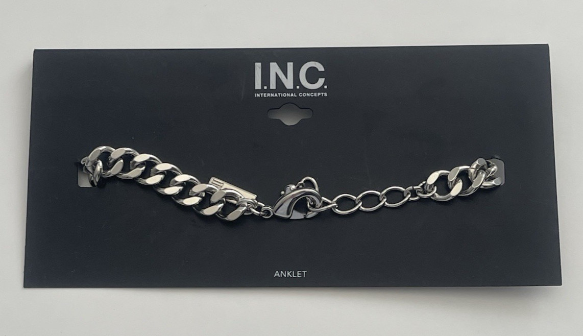Thick Cuban Link Silver Tone Anklet 9″ INC International Concepts