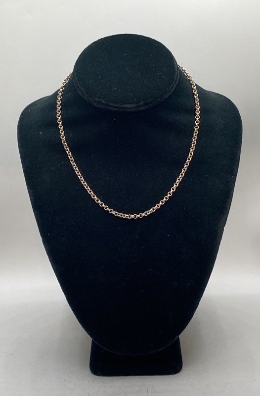 Sterling Silver 925 Jewelry Set Rolo Chain Necklace 16.75″ CZ Band Ring Size 5.5