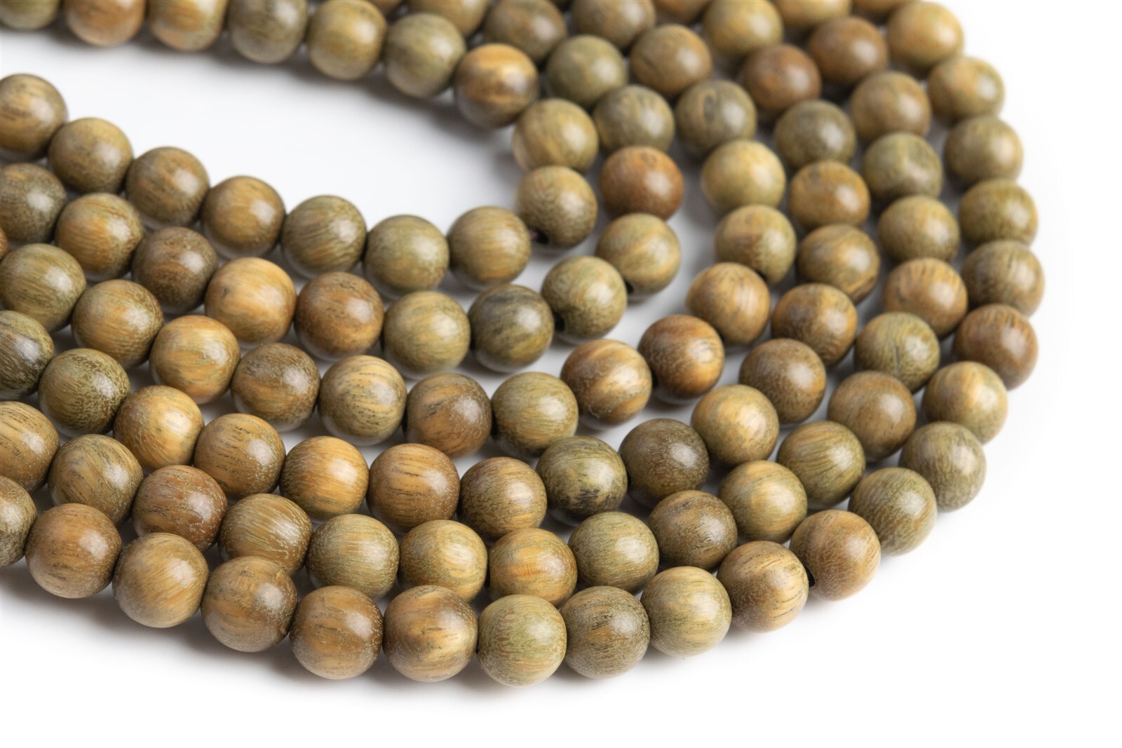 6MM 108 Pcs Fragrant Green Sandalwood Mala Beads Natural Wood Round Beads 26″