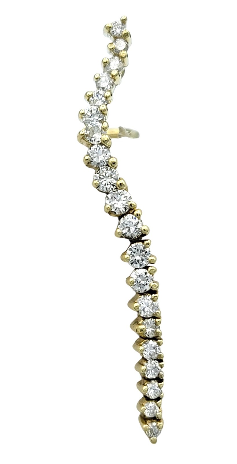 Jose Hess Contoured Round Diamond Drop Earrings in 14 Karat Yellow Gold