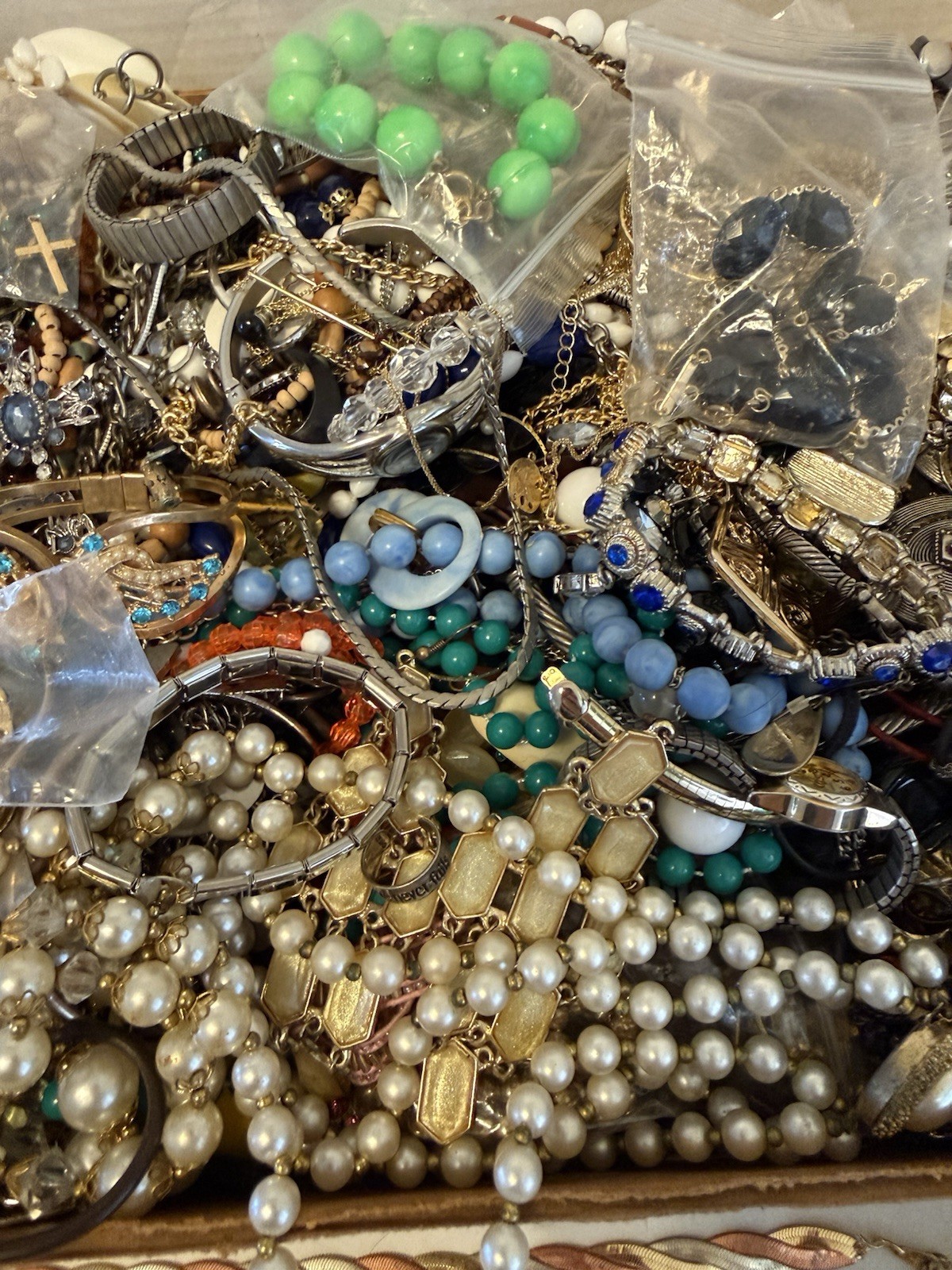 HUGE 16LB Vintage & Modern Costume Jewelry Wearable Craft Parts 925 Gold Filled