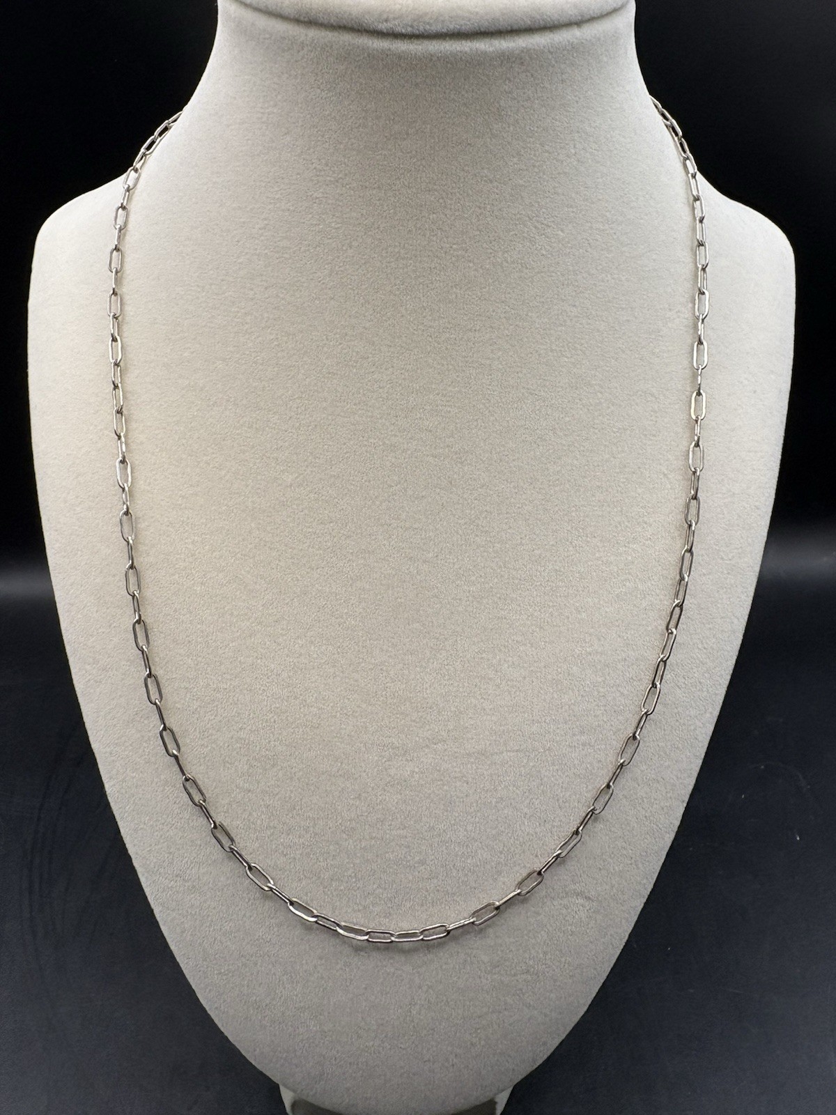 Vintage 20” Sterling Silver Paperclip Link Chain Necklace Estate 925