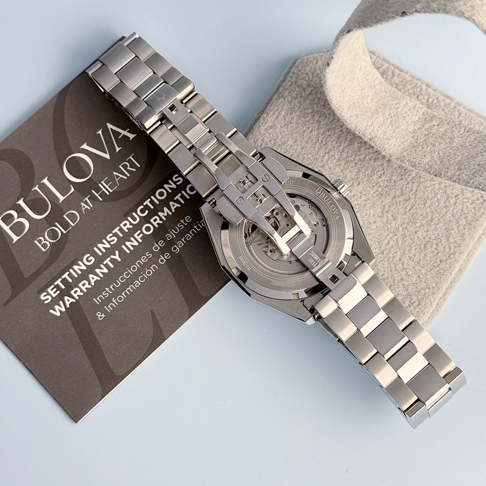 Men’s Bulova 96A270 Surveyor Black Dial Stainless Steel Automatic Watch 42mm