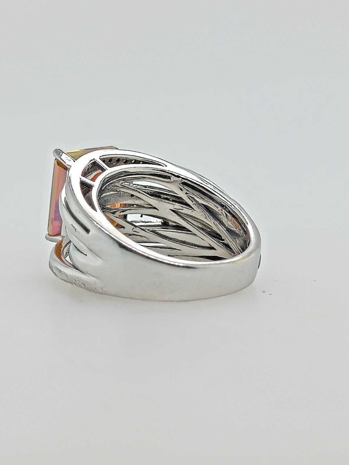 Sterling Silver Northern Lights Quartz Ring for Women Size 8