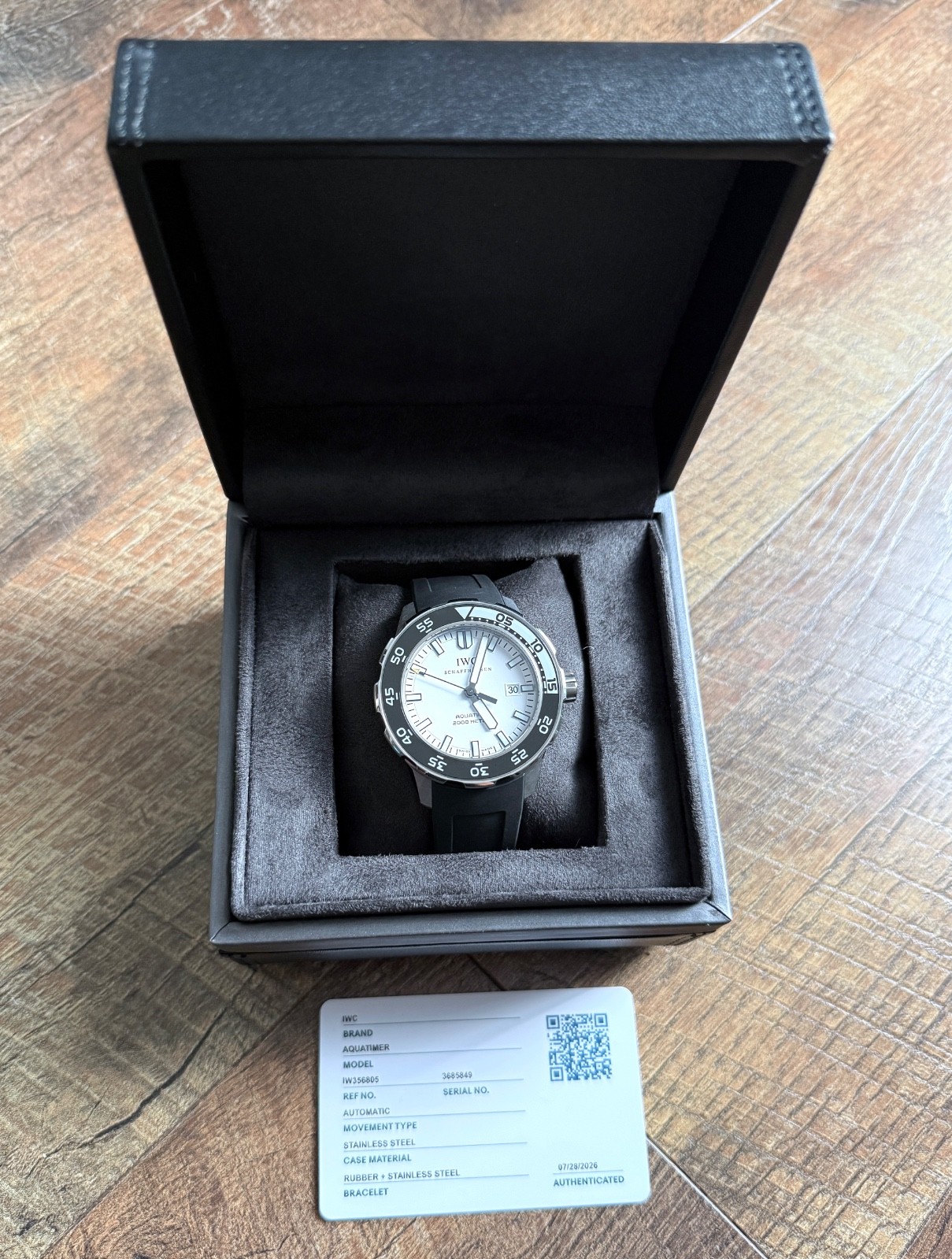 IWC Aquatimer IW356805 44mmSS White Dial Rubber Strap Automatic Date Watch