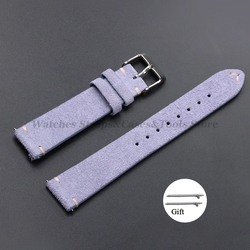18 19 20 21 22 MM Soft Suede Leather Vintage Strap Watch Band Quick Release
