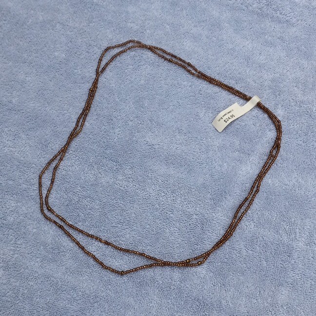Brown Glass Seed Bead Round Beaded Necklace 50 in No Clasp India