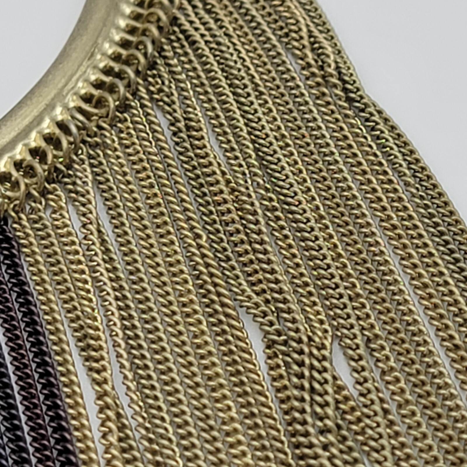 Chico’s Gold And Brown Tone Statement Fringe Tassel Necklace 18.5 in