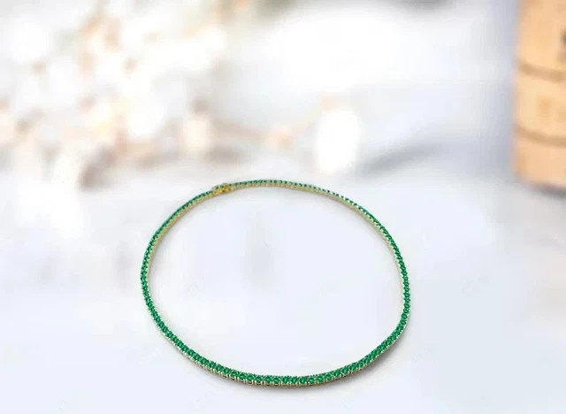 22.95 Ct Round Cut Lab Created Gree Emerald Charm Necklace 14K White Gold Plated