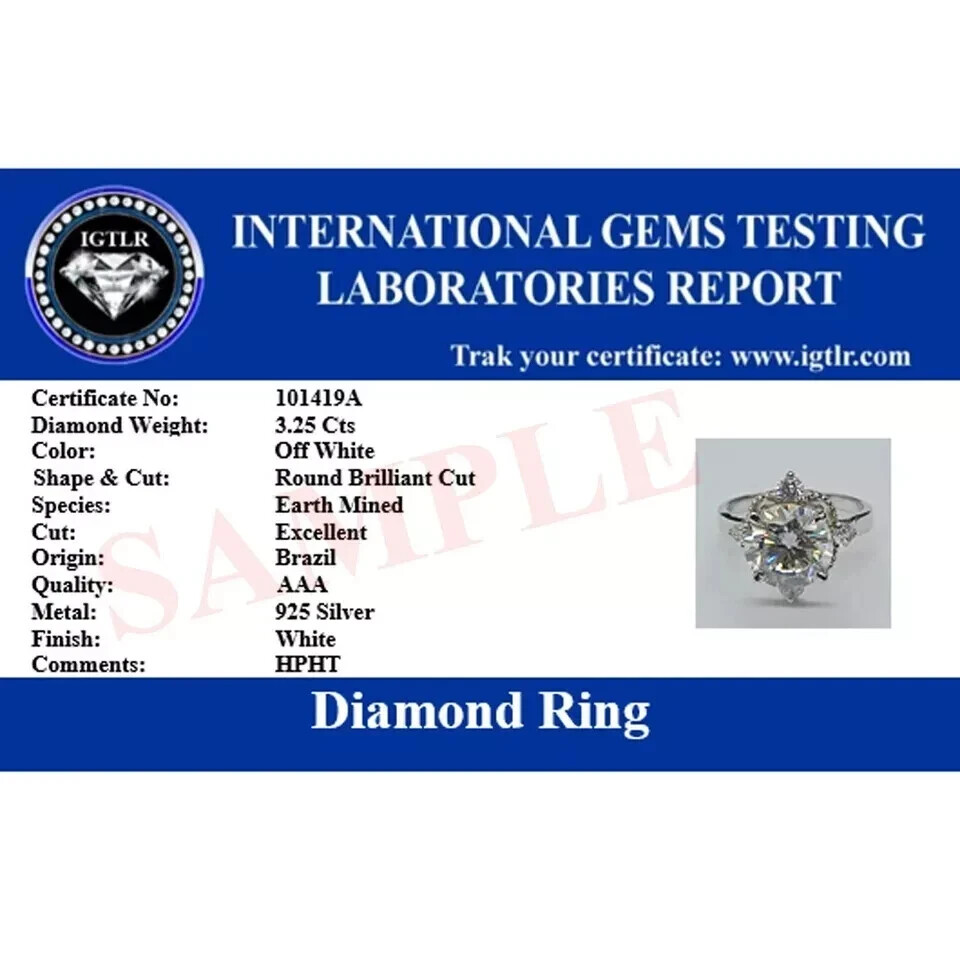 3.95 Ct Certified Radiant Cut Solitaire Off White Diamond 925 Silver Ring