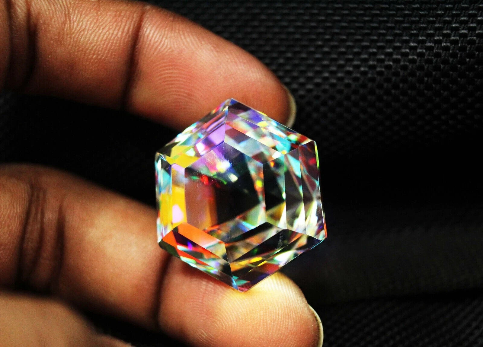 50.5 CT+ Rainbow Color Hexagon Cut Natural Mystic Topaz Certified Loose Gemstone