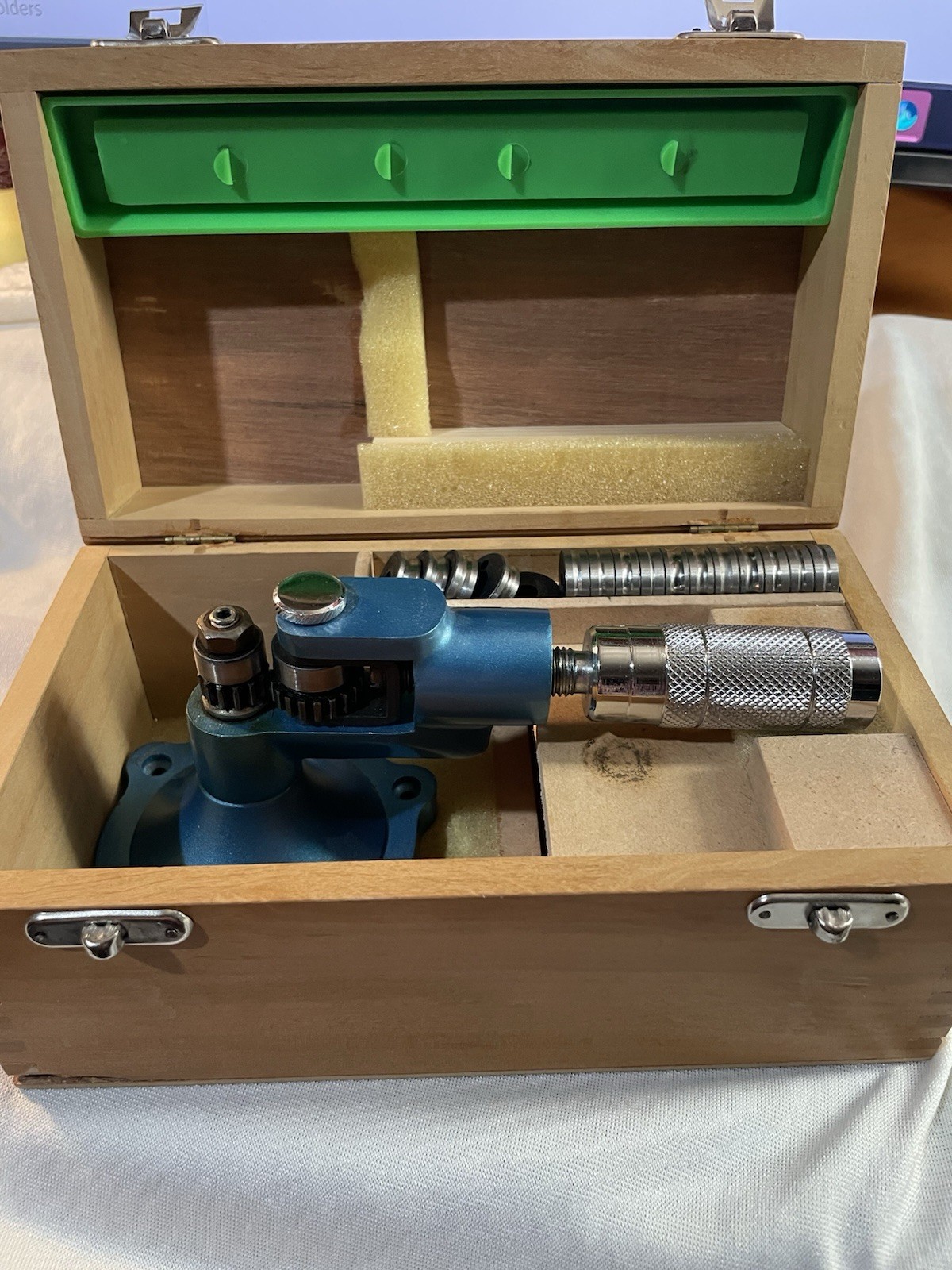 New JSP Ring Sizer Up/down 18 Collets Wooden Box