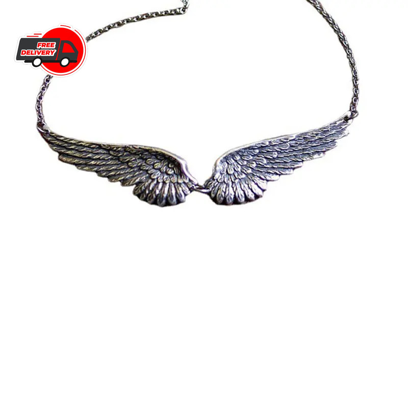Vintage Angel Wings Feather Choker Necklace Statement Link Collar for Women